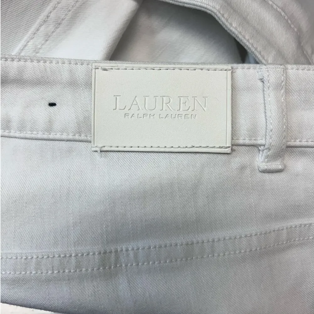 Lauren Ralph Lauren Womens Plus Premiere Cropped Skinny Zipper Ankle Jeans White